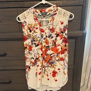 Market & Spruce Floral Sleeveless Blouse - Red, Orange, Purple